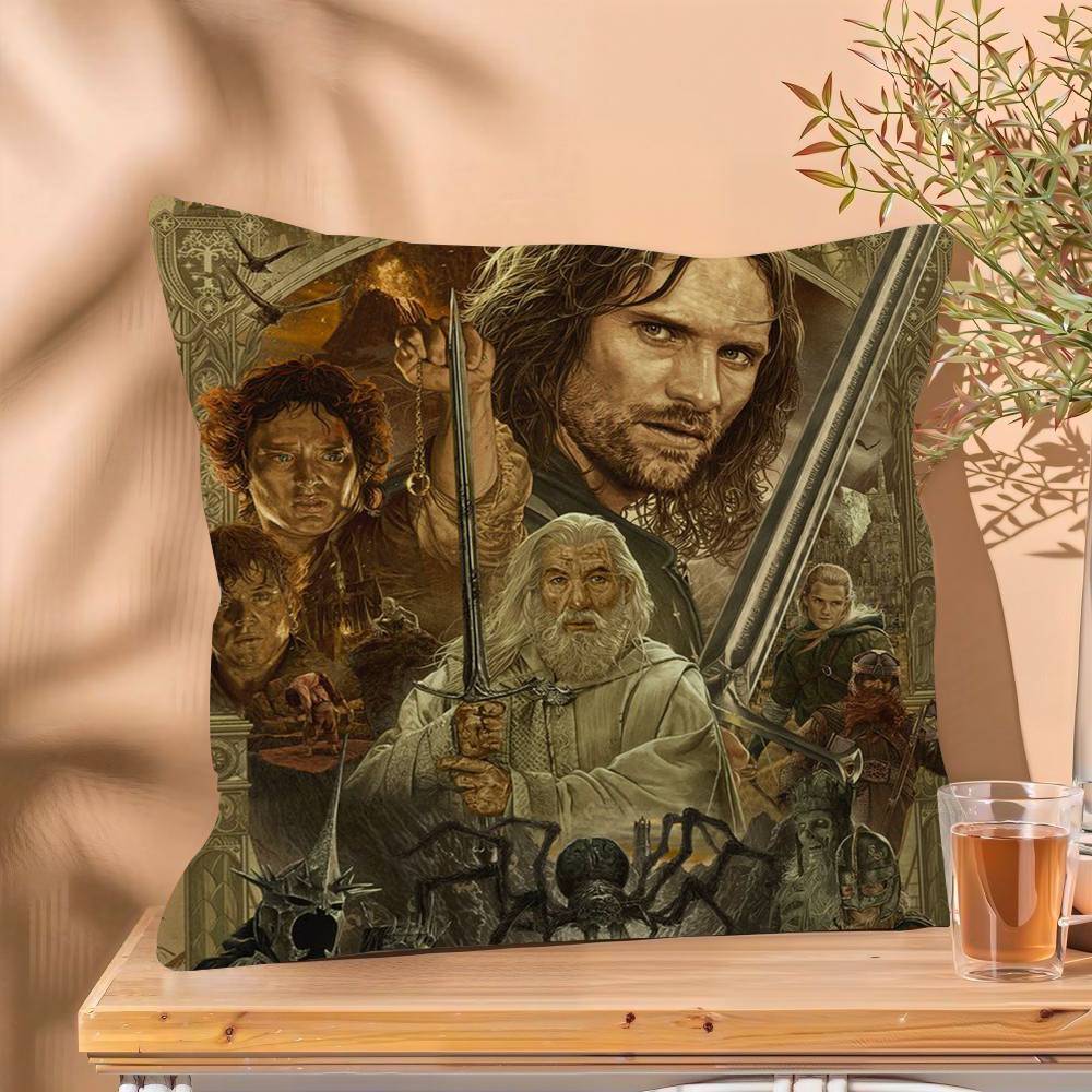 Vintage Black Classic Movie The King Rings Pillow Cover for Bedroom Room and Living Room Sofa Decorative Cushion Cover