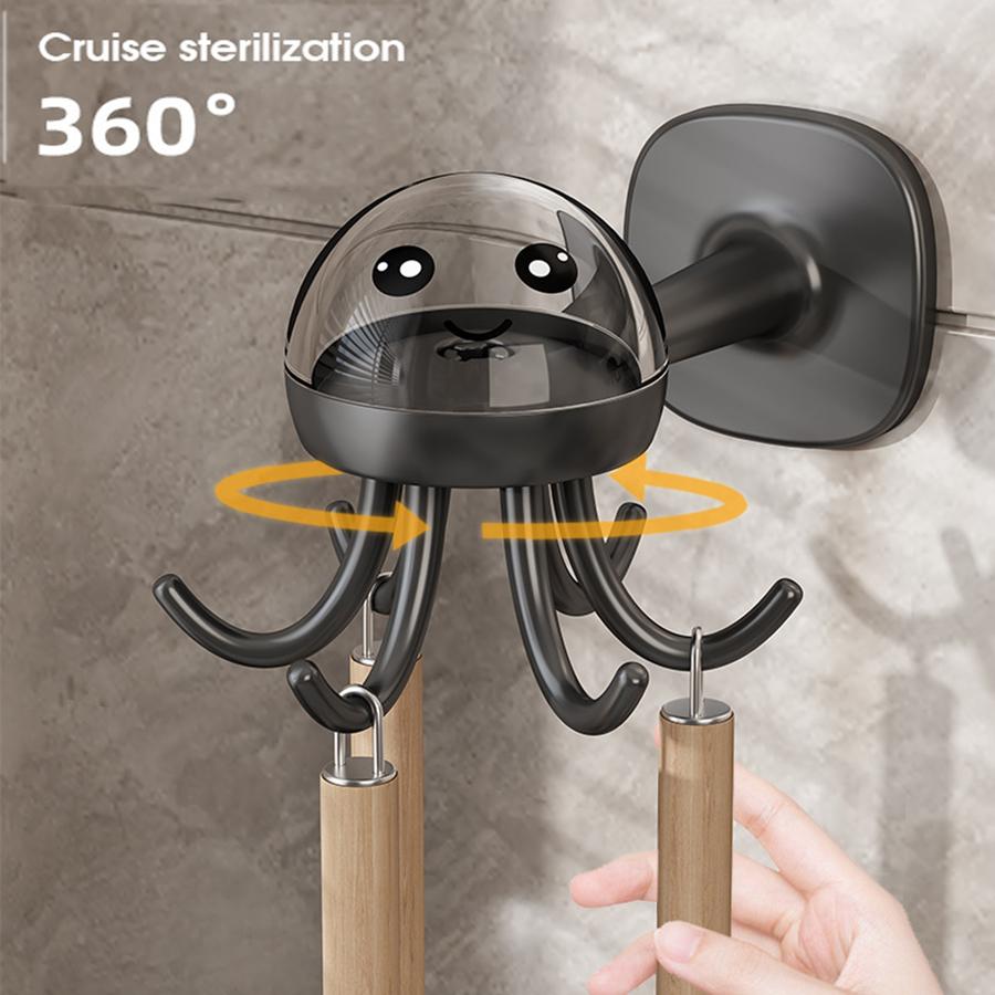 1PCS Strong Multifunctional Six Claws Swivel Hooks Rack Storage 360 Degree Non-marking Hooks Household No-hole Sticky Hooks