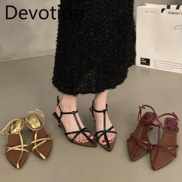 Platform Pointed-toe Sandals Fairy Shoes for Summer Elegant Style To Pair with Skirts Thin Straps Roman-style Shoes Devotion