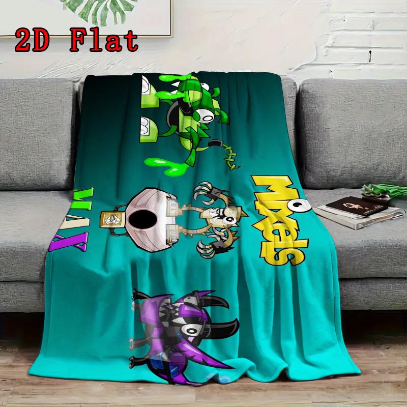 MIXELS 2D Flat Pattern Flannel Blanket High quality All Seasons Warmth and Comfort Perfect for Christmas Gifts.