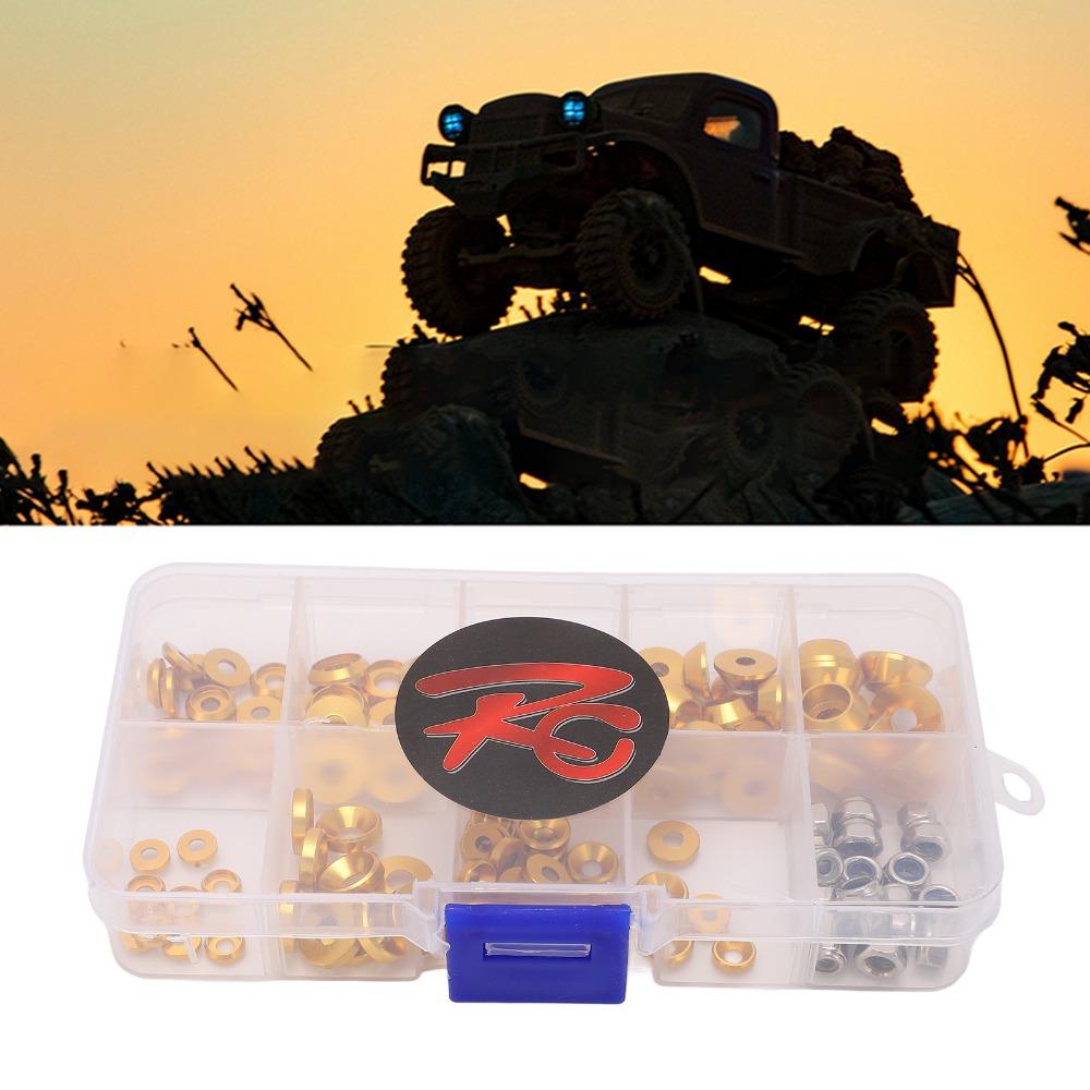 1/10 1/8 Scale RC Screw Washer Kit Aluminum Alloy Flat Washer Set Round Head Gasket  For RC Cars