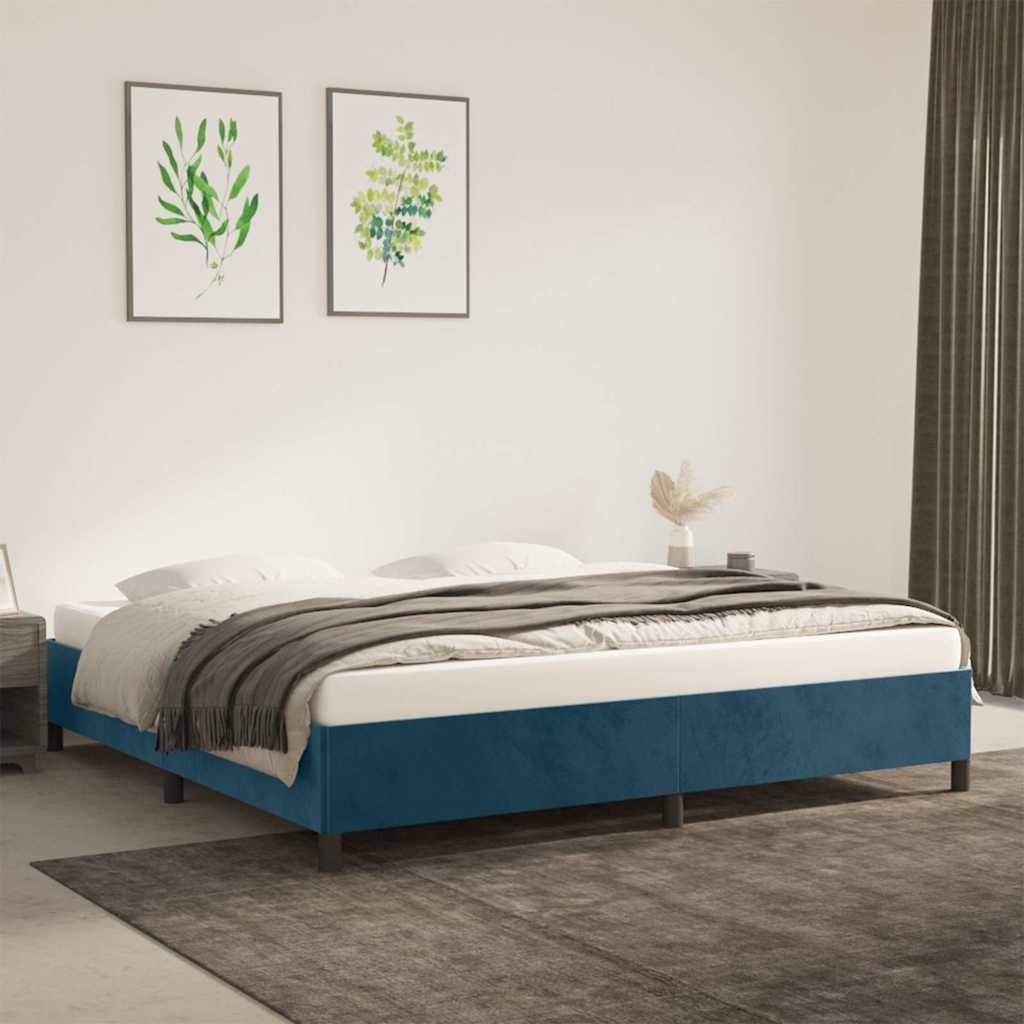Bed Frame without Mattress Dark Blue 200x200 cm Velvet