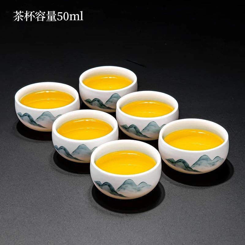 

Goat Fat Jade Kung Fu Tea Set Ceramic Teacup Creative Handmade Pot Home Tea Gift