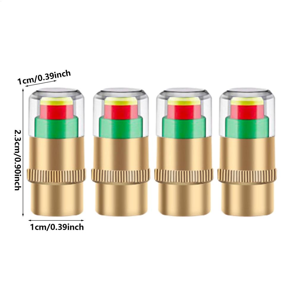 Car Tire Pressure Monitoring Caps 4 Pcs Tire Pressure Monitoring Caps Tire Pressure Gauge Caps 2.4 BAR Copper Core Tire Air Caps