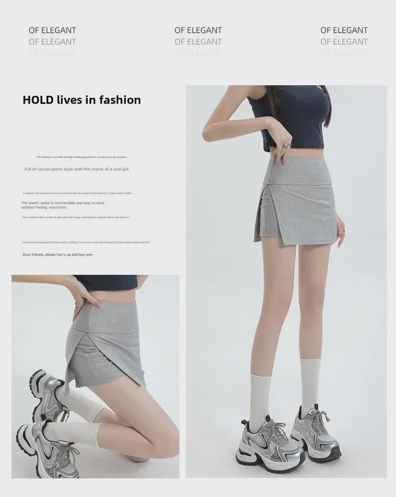 Gonna Midi Snellente a Vita Alta da Donna - Stile Hot Girl Primavera/Estate, Spacco Sportivo Bodycon Anti-Esposizione con Dettaglio Pantalone Fluido.