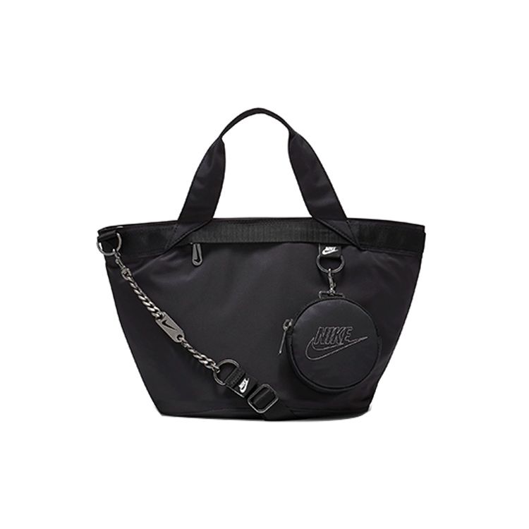 Nike Casual Minimalist Large Capacity Fabric Chain Bag Two-In-One Tote Shopping Bag Shoulder Crossbody Handbag Women Tote Bags Black CW9303-010