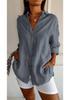 2024 Women's Solid Color Pleated Lapel Shirt - European & American Style, Single-Breasted Roll-Up Sleeve Top