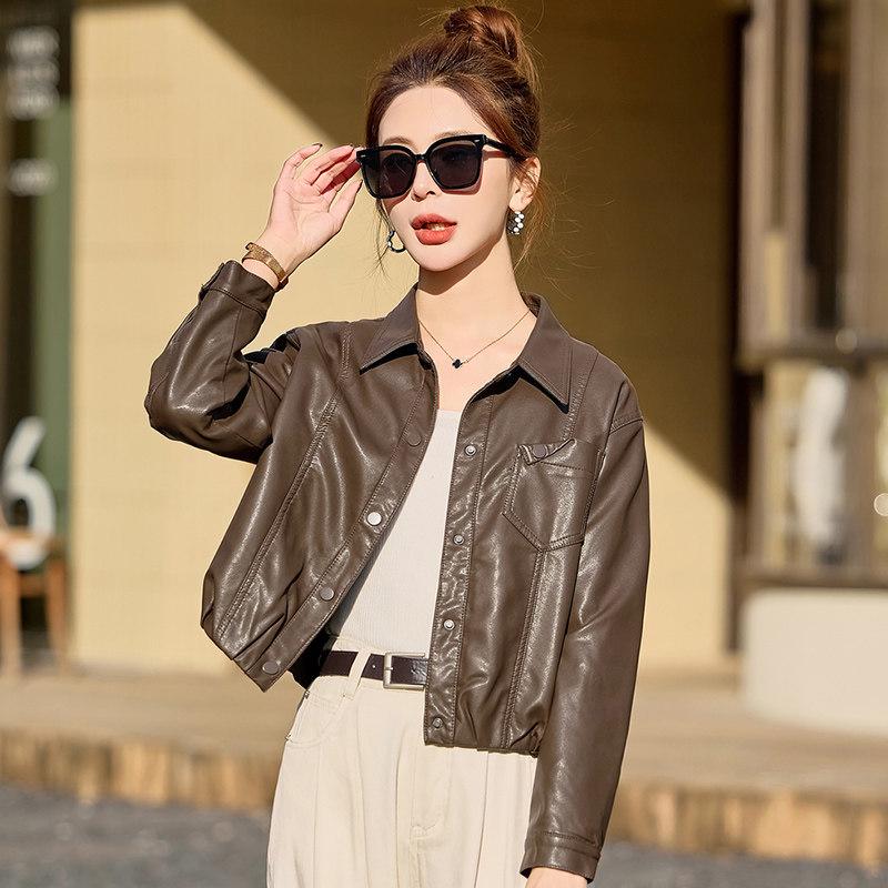 Women s 2026 Petite Sheepskin Leather Jacket – New Style Short Outerwear L кофейный