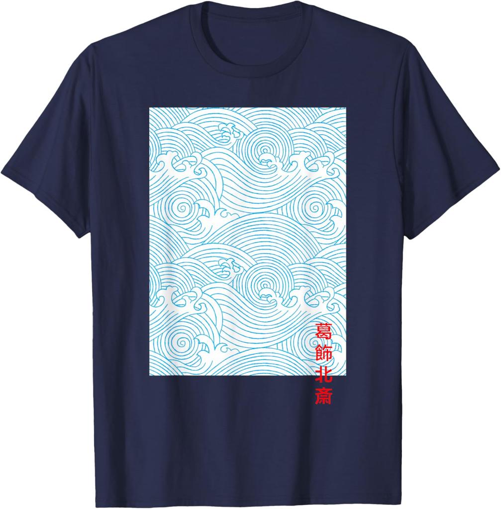 Japanese Seigaiha Wave Pattern Graphic Tee Men Casual Short Sleeve Breathable TShirt