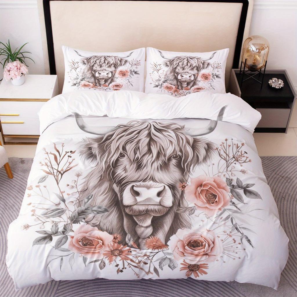 Comforter Highland Cattle Duvet Covet Set 3D Print Bedding Set Twin Queen Double Size No Sheet Festival Decor