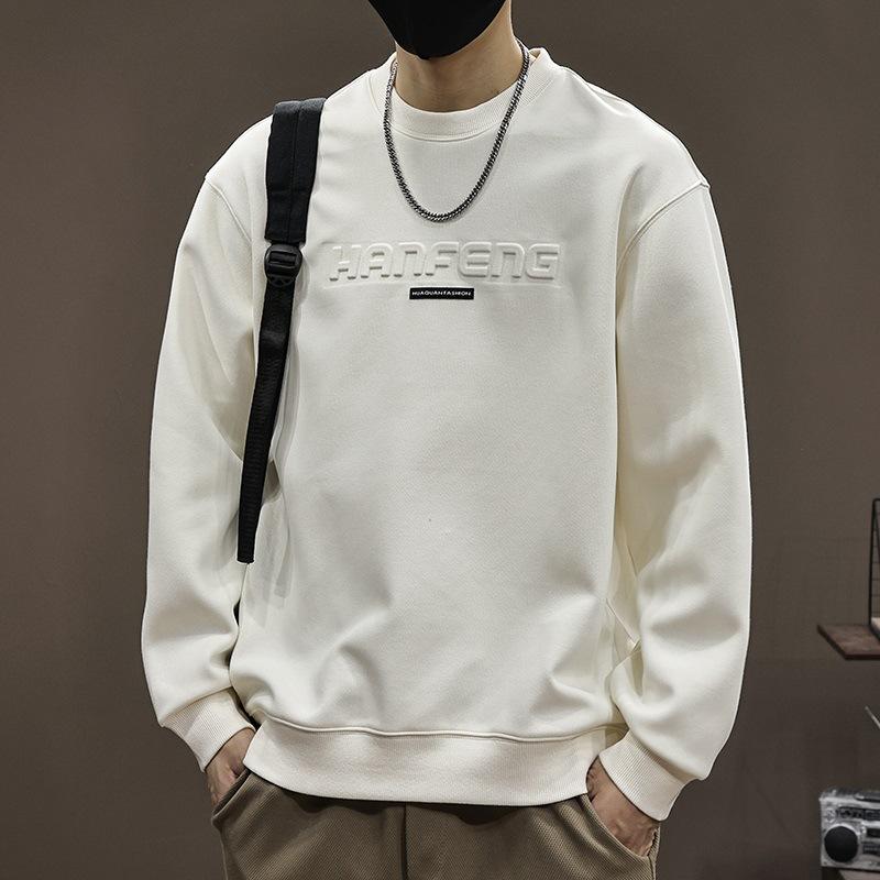 Maglione Trend Primavera e Autunno Uomo Stampa Alfabeto Tendenza Lento Casual Versatile Maglione Girocollo da Uomo