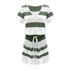 Women's Fashion Leisure Printed Loose Bandage Short Sleeve Button Jumpsuit