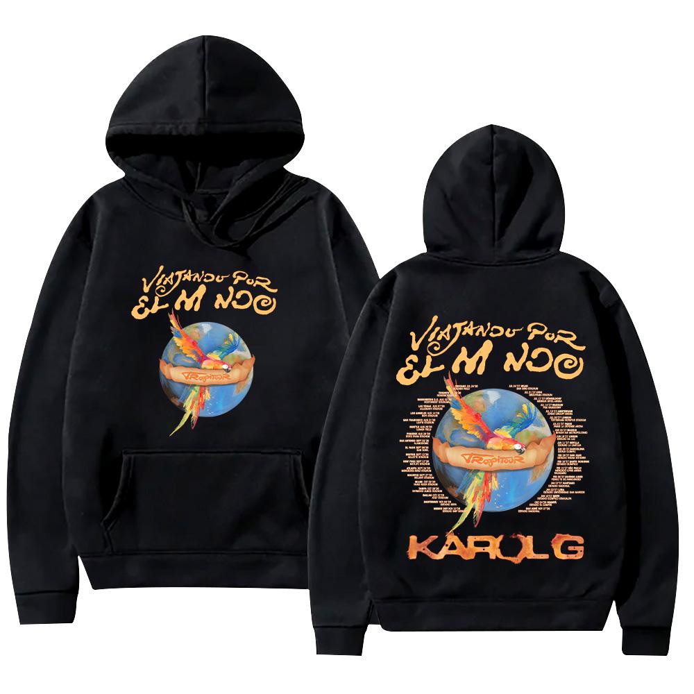 

Karol G Viajando Por El Mundo Tropitour Hoodies Long Sleeve High Street Sweatshirts Unisex New Pattern Pullovers XS чёрный