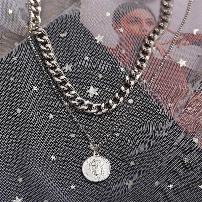 

Панк Винтаж Змея Подвеска Ожерелье Для Женщин Хип-Хоп Золотой Цвет Многослойная Коренастая Цепочка Портрет Монета Ожерелье Модные Ювелирные Изделия