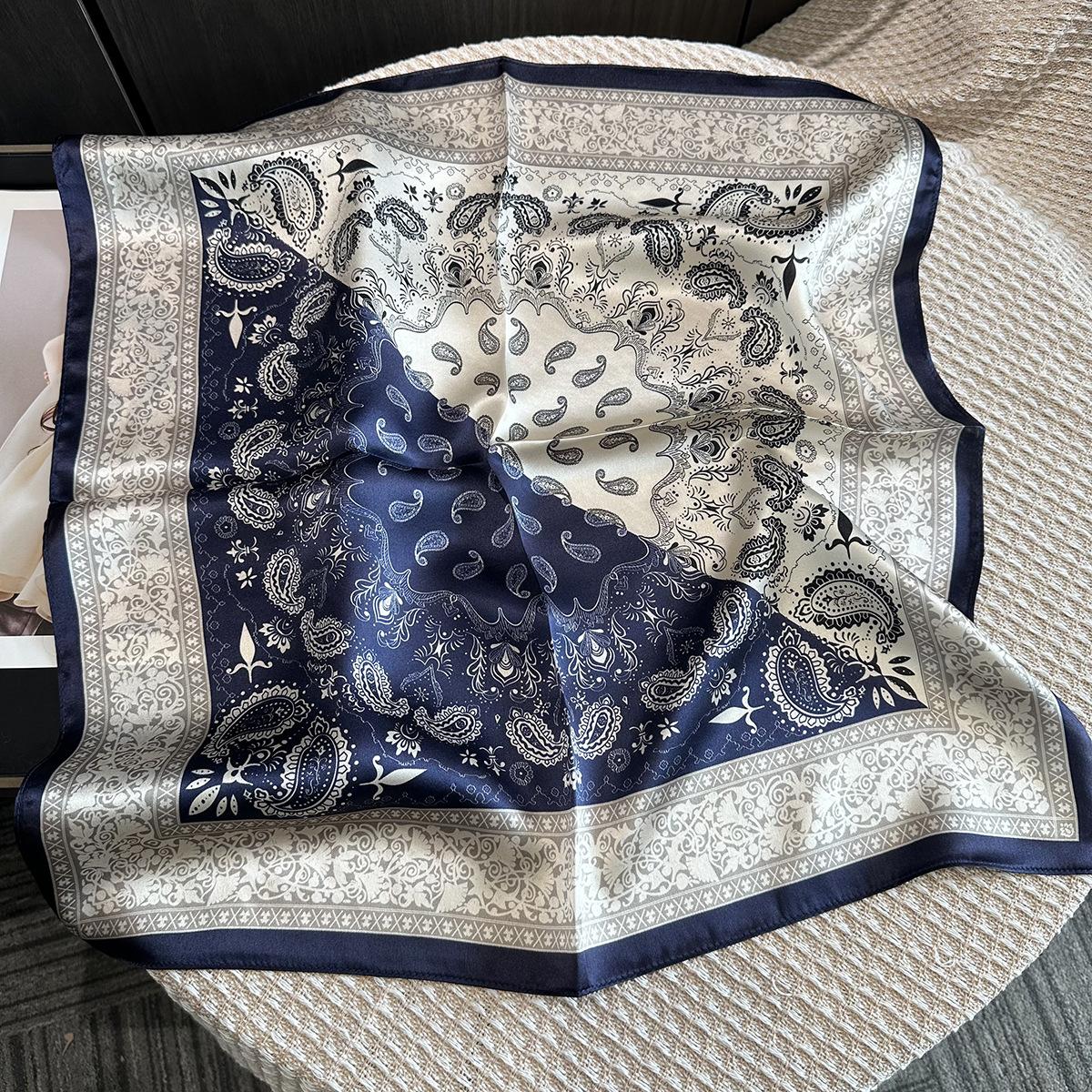 Hangzhou silk color matching cashew flower silk silk scarf women s 100% mulberry silk scarf 53 small square scarf silk high sense 53*53cm