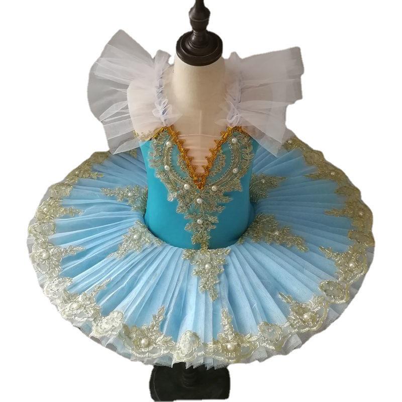 Dětské světle modré baletní šaty - Tutu Malá labuť, kostým na vystoupení