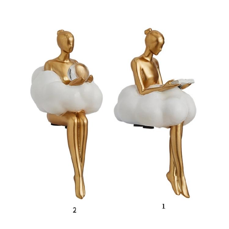 Artistic Resins Cloud Girl Figurine Thinker Sculpture Abstract Art Statue for Desk or Book Shelf Display Ornament Gift