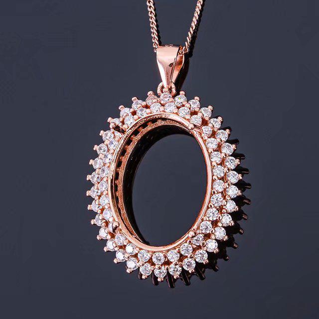 925 Silver Pendant with 18K White and Rose Gold Plating - Empty Setting BP404