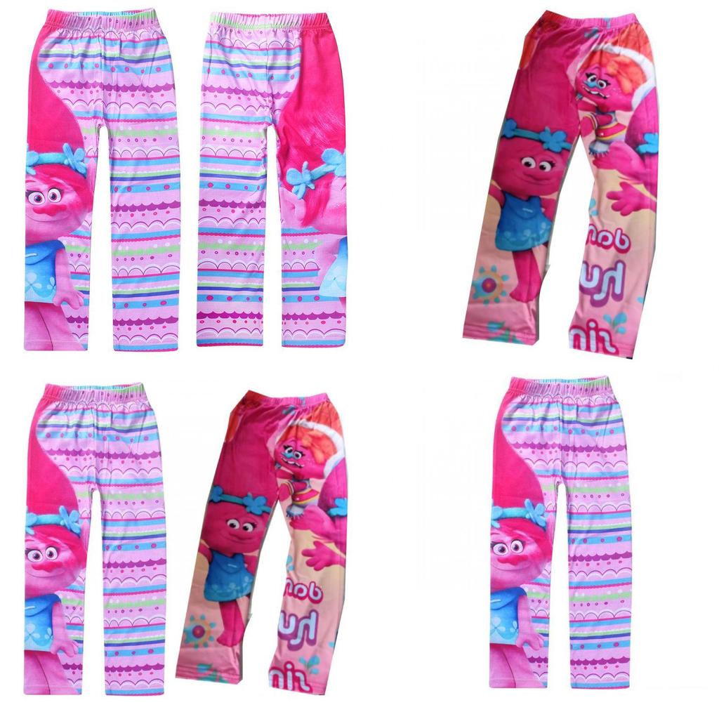 Trolls Girls Cartoon Print Long Pants With Polyester Fabric For Daily Playwear
