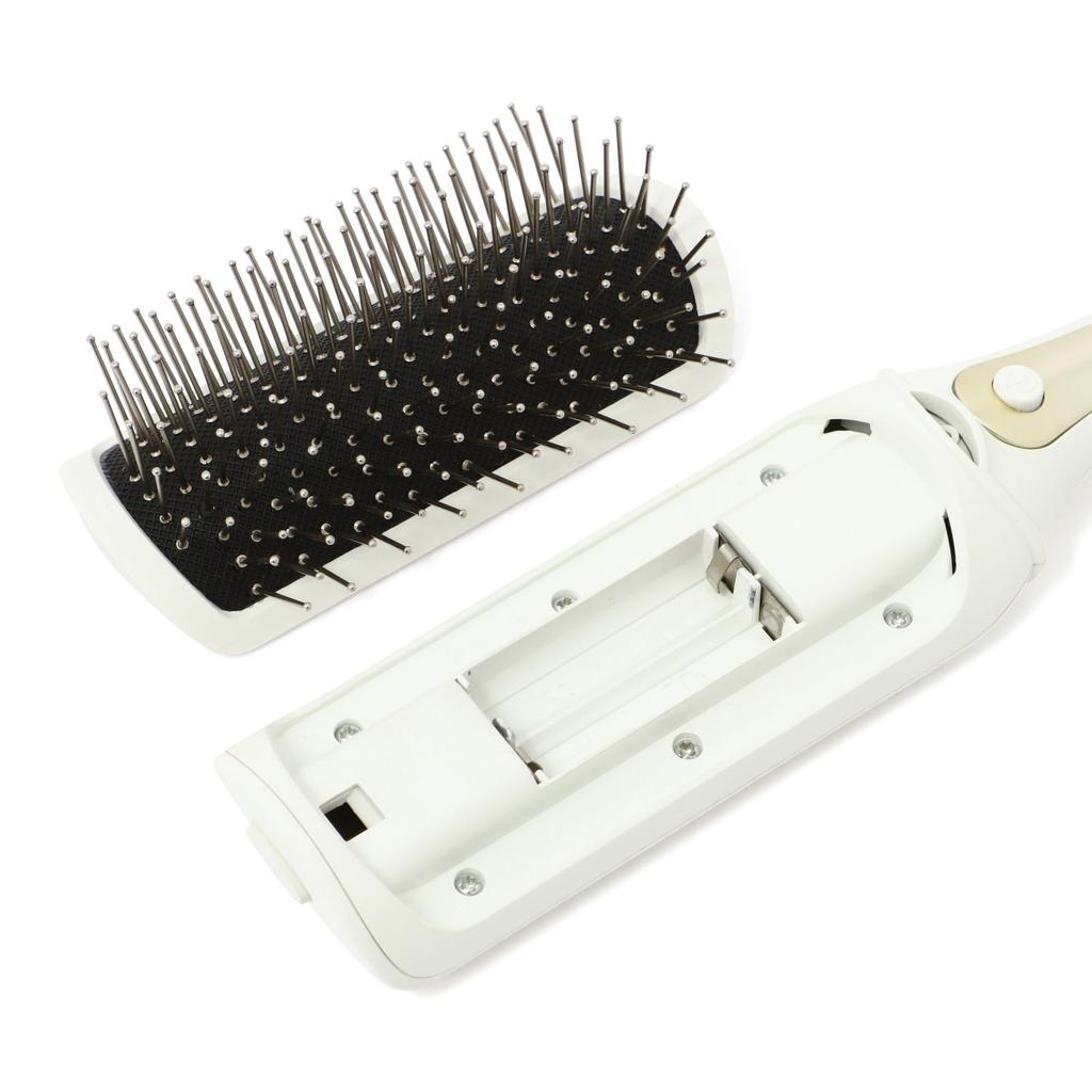 Francfranc Salon Vibrating Ion Hairbrush, White, Negative Ions, Battery-Operated, Electric Brush, Scalp Care, Gift