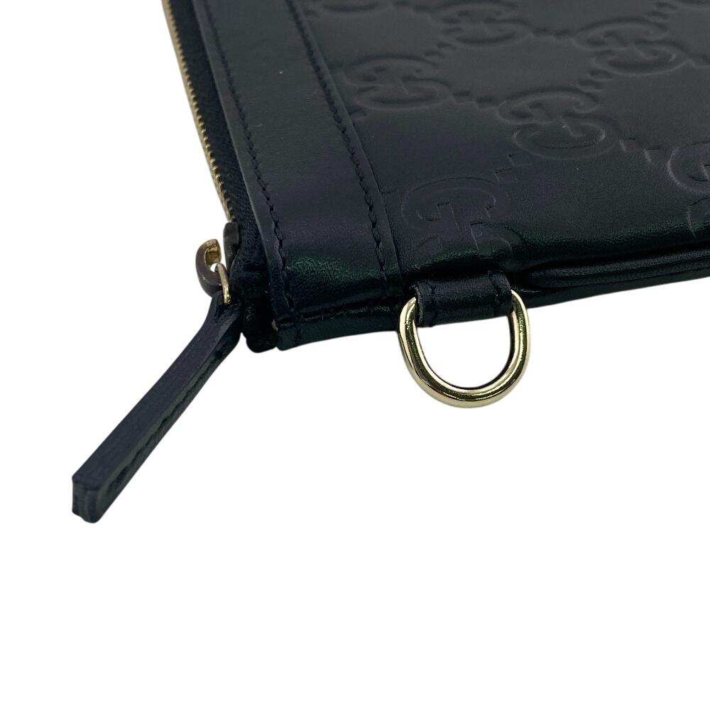 Gucci 146570 Gucci Sima Leather Coin Case Black Leather Used