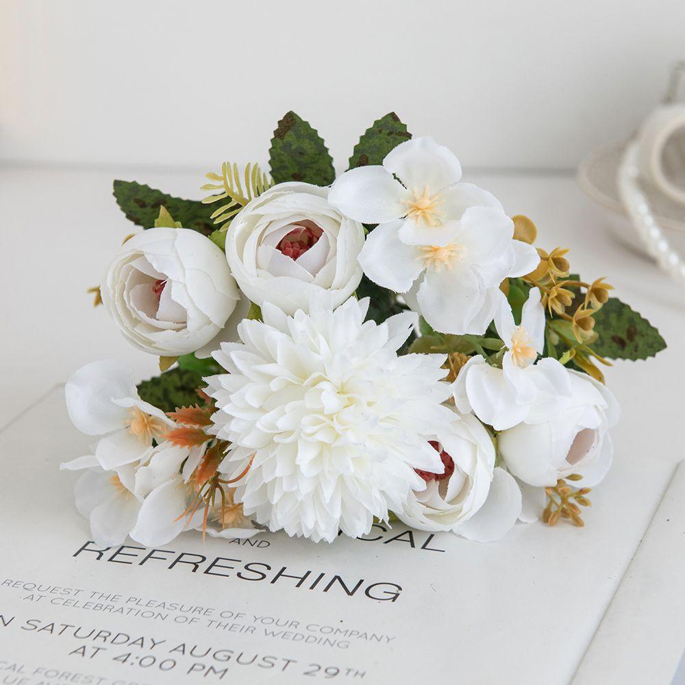 

Artificial Flower Tea Buds Hydrangea Festival Home Room Vase Table Outdoor Garden Wreath Wedding Bridal Bouquet Diy Gift Decora 1 pc білий