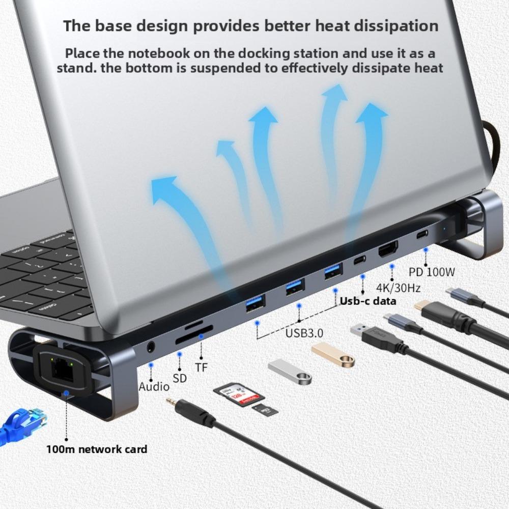 10 In 1 Type C Hub 3 0 Docking Station Foldable Stand Multi Port Adapter for Laptop MacBook