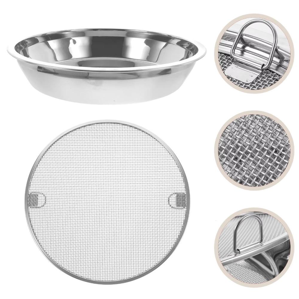 With Drainer Net Stainless Steel Oil Drain Pan Double-ear Handle Oil Drain Plate  Barbecue