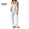 Cute Summer Pajamas with Thin Straps Women Set Floral Print, Sleeveless U Neck Lightweight Sleep Sets for Vacation Camisole And Pants, Sexy