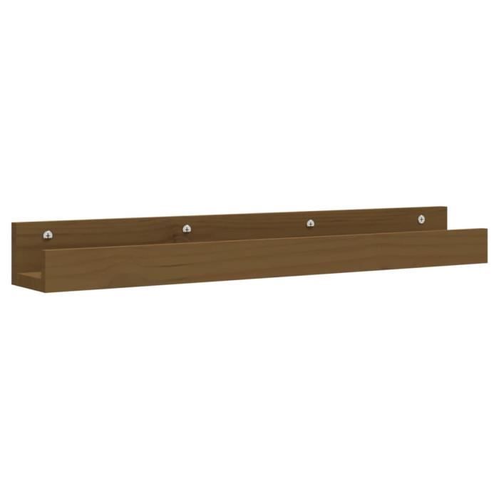 823592 vidaXL Étagères murales 2 pcs Marron miel 80x12x9cm Bois de pin massif
