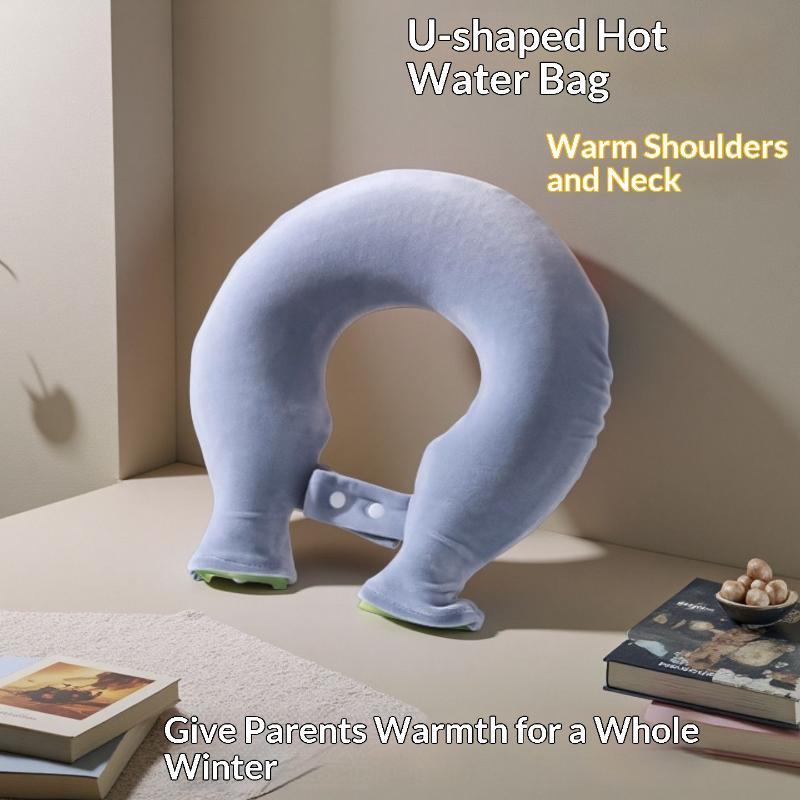 U Shaped Neck Water Bag With Soft Velvet Cover Long Lasting Heat Retention For Neck Pain Relief