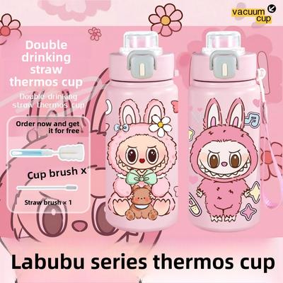 Double Drink Thermos Cup High Value Straw Cup Gift 316 Stainless Steel Student Going Out Portable Water Cup