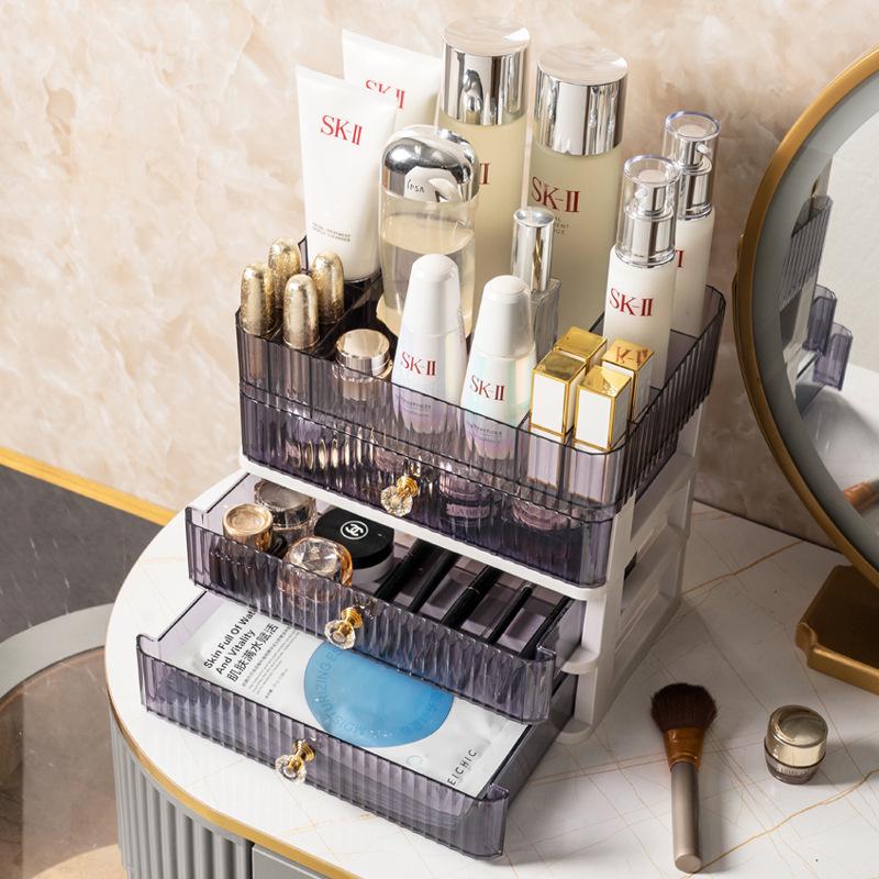 Clear Cosmetic Organizer: Drawer-Style Makeup Box for Desktop and Dorm Room