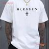 Mens Blessed Cross Print T Shirt Casual Crew Neck Lightweigh Long Or Short Sleeves Vintage Washed Designer Clothes Streetwear