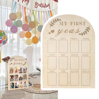 1st Birthday Wood My First Year Photo Display Board Calendar Card 12 Months Baby Picture Frame Baby's First Year Photo Frame