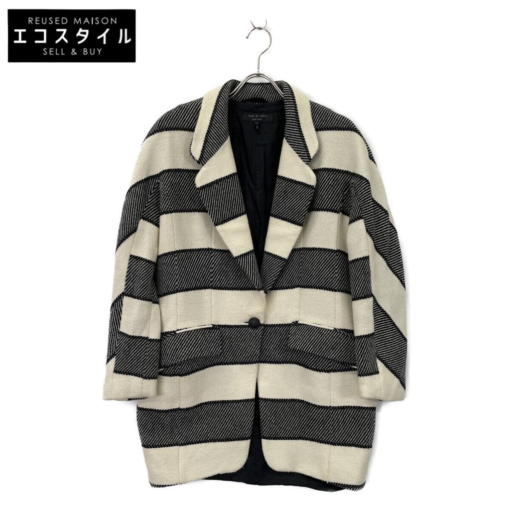 Rag&bone White Black Oversized Silhouette Jacket Coat XS White X blackUsed