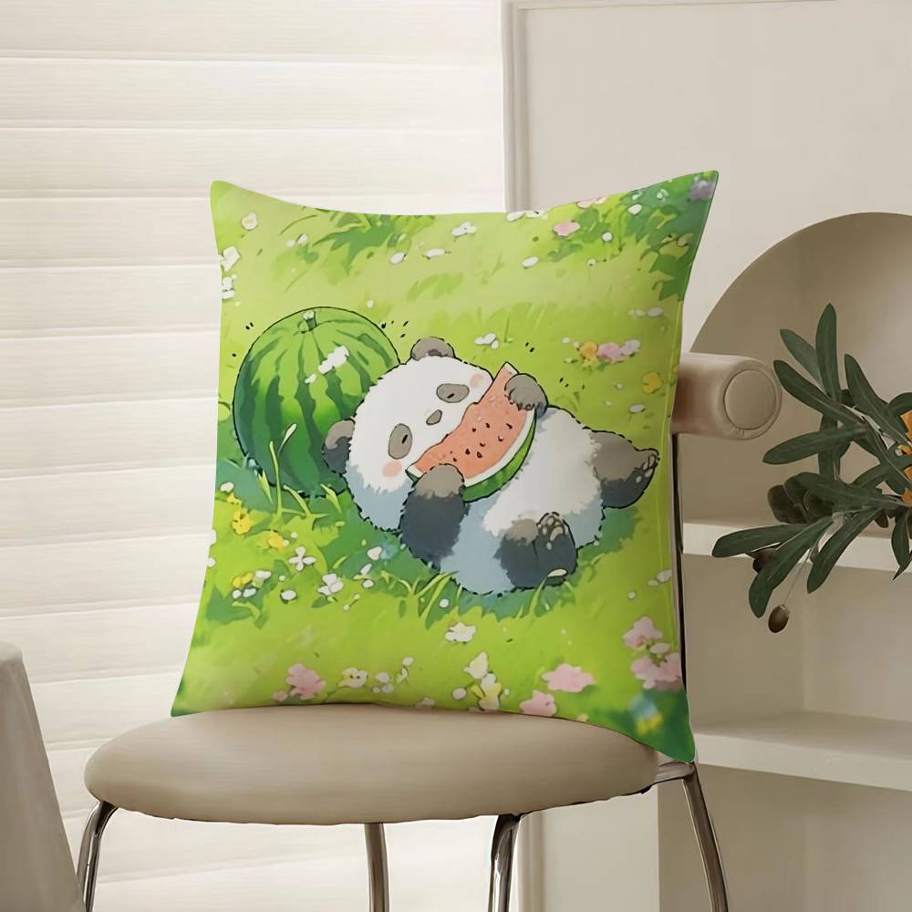 Cartoon Panda Cute Animals Pillow Case Comfort Sofa Bed Silky elegant Invisible zipper Decorative cushion cover