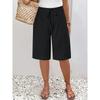 Damen Mid-Rise Kordelzug Bermuda Shorts Locker Basic Pendler Polyester Caprihosen