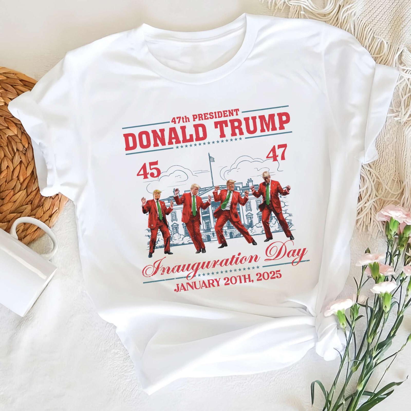 Trump Dancing Celebrate 47th President Of Us Inauguration Day T-Shirt, Xmas Gift XXXL