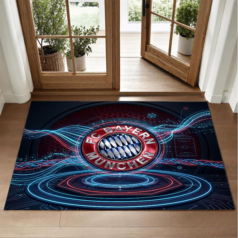 Bayern Munich Design Crystal Velvet Rug Soft Decorative Mat for Bedroom Entrance