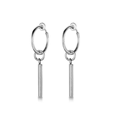 Neue persönliche Titanstahl, lange Streifen-Retro-Ohrringe, schlichte Herren-Ohrclips ohne Ohr