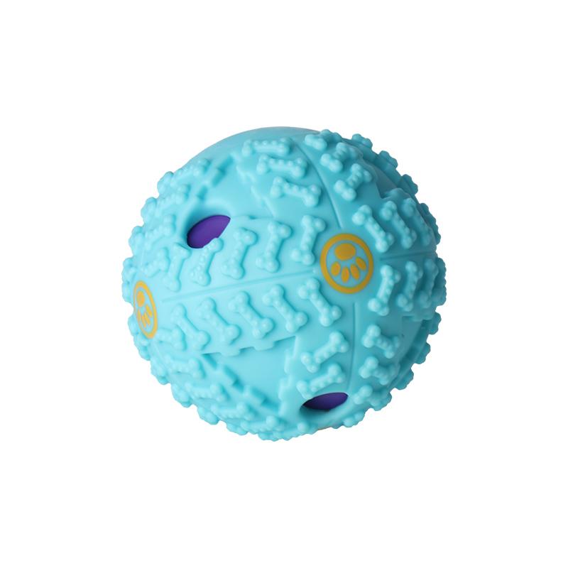 2024 Custom Vinyl Dog Treat Ball Food Dispensing Toy Protruding Grinding Teeth Chew Toys Interactive Slow Feeder