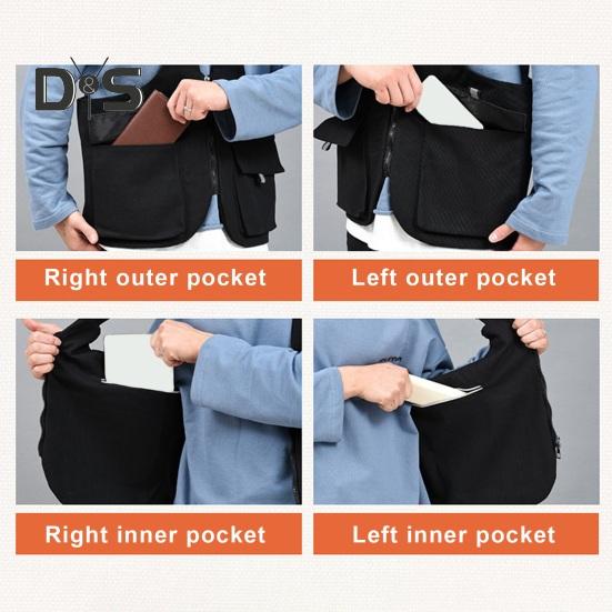 Summer Casual Waistcoat Bag Adjustable Shoulder Straps Solid Color Vest Bag Pockets Zipper Placket Outdoor Shoulder Backpack