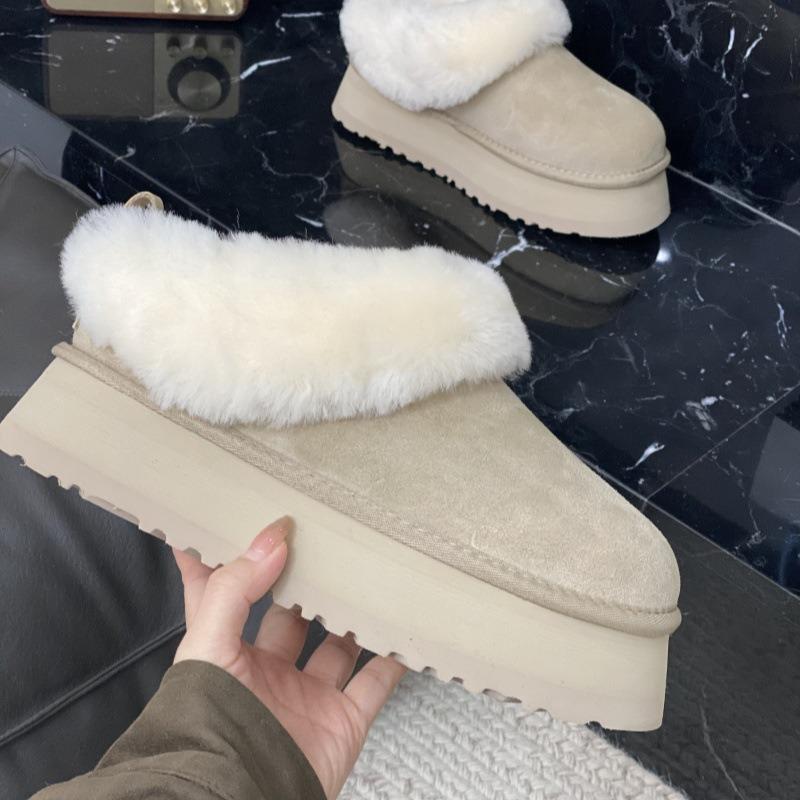 Winter new sheepskin and fur integrated turning mouth to keep warm thick-soled snow cotton women's shoes thickened