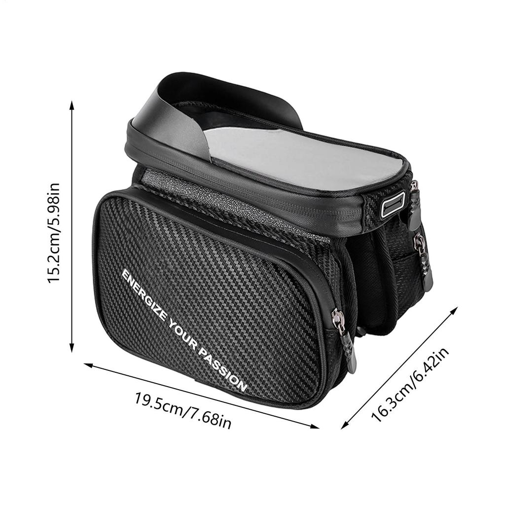 Bicycle Frame Top Tube Bag Waterproof Touchscreen Phone Holder Mountain Bike Bag for Road Mountain City Cycling Electric