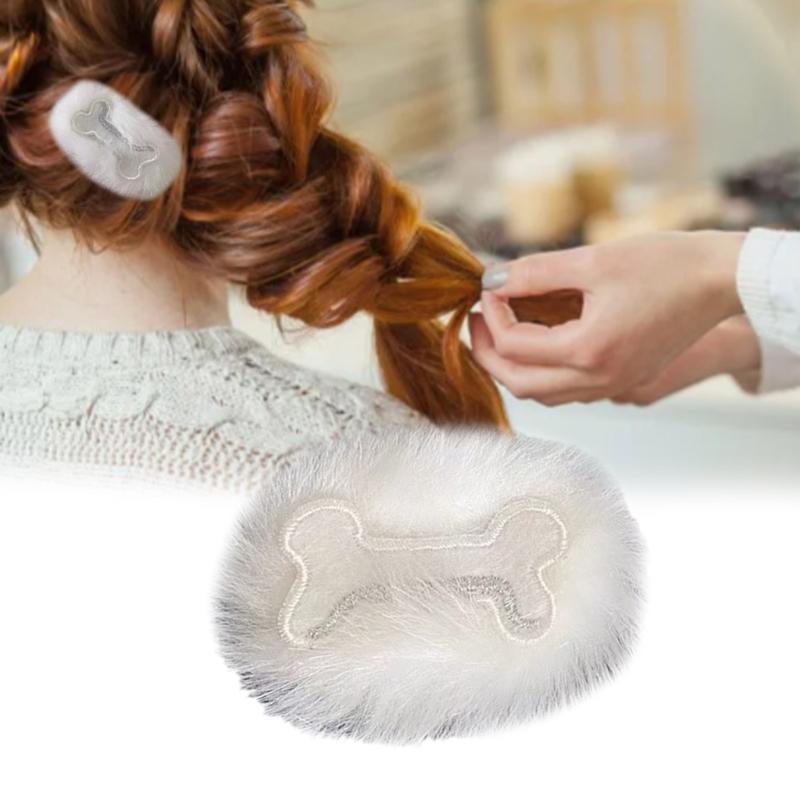Unique Bone Hairpin Y2K Cute Hair Clip Plush Dog Bone Shape Hair Barrettes Fun Hair Clips Brooch Halloween Jewelry Gift