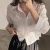 Blusa Camisa da Moda Simples Fina Cor Pura Camisa Anti-UV Camisa Anti-desbotamento Top Mulher Cor Sólida Camisa de Proteção Solar Streetwear