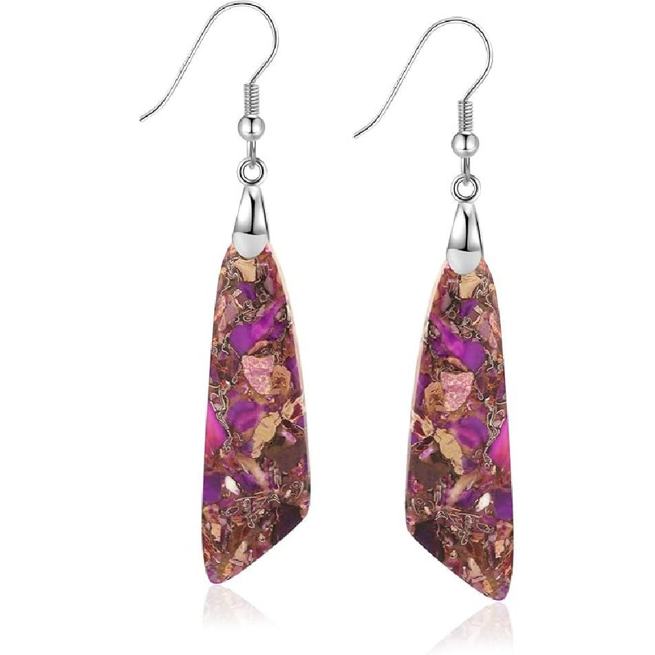 Jasper Stone Earrings for Women Trendy Dangle Earrings Fishhook Drop Earrings
