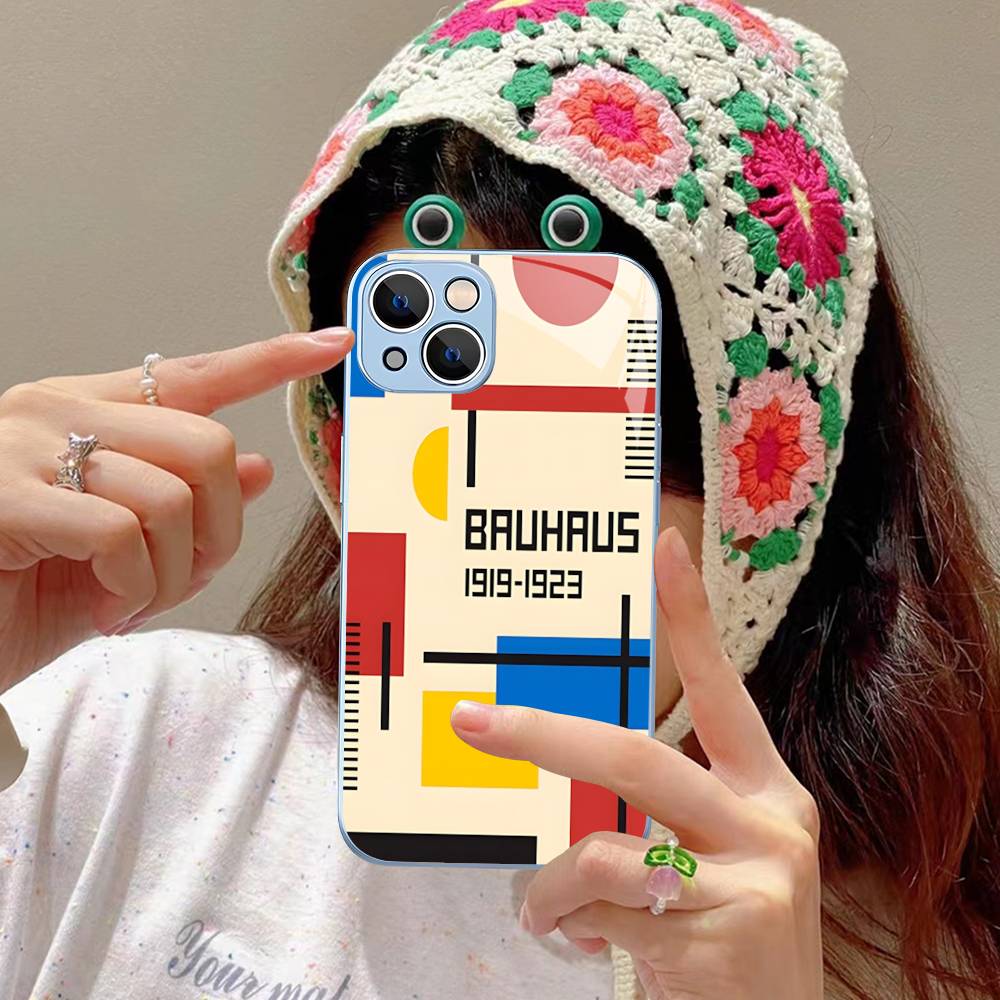 Abstract B-Bauhaus Geometric Art For IPhone 14 13 12 Mini 11 Pro XS Max X XR 14 Plus Tempered Glass Cover