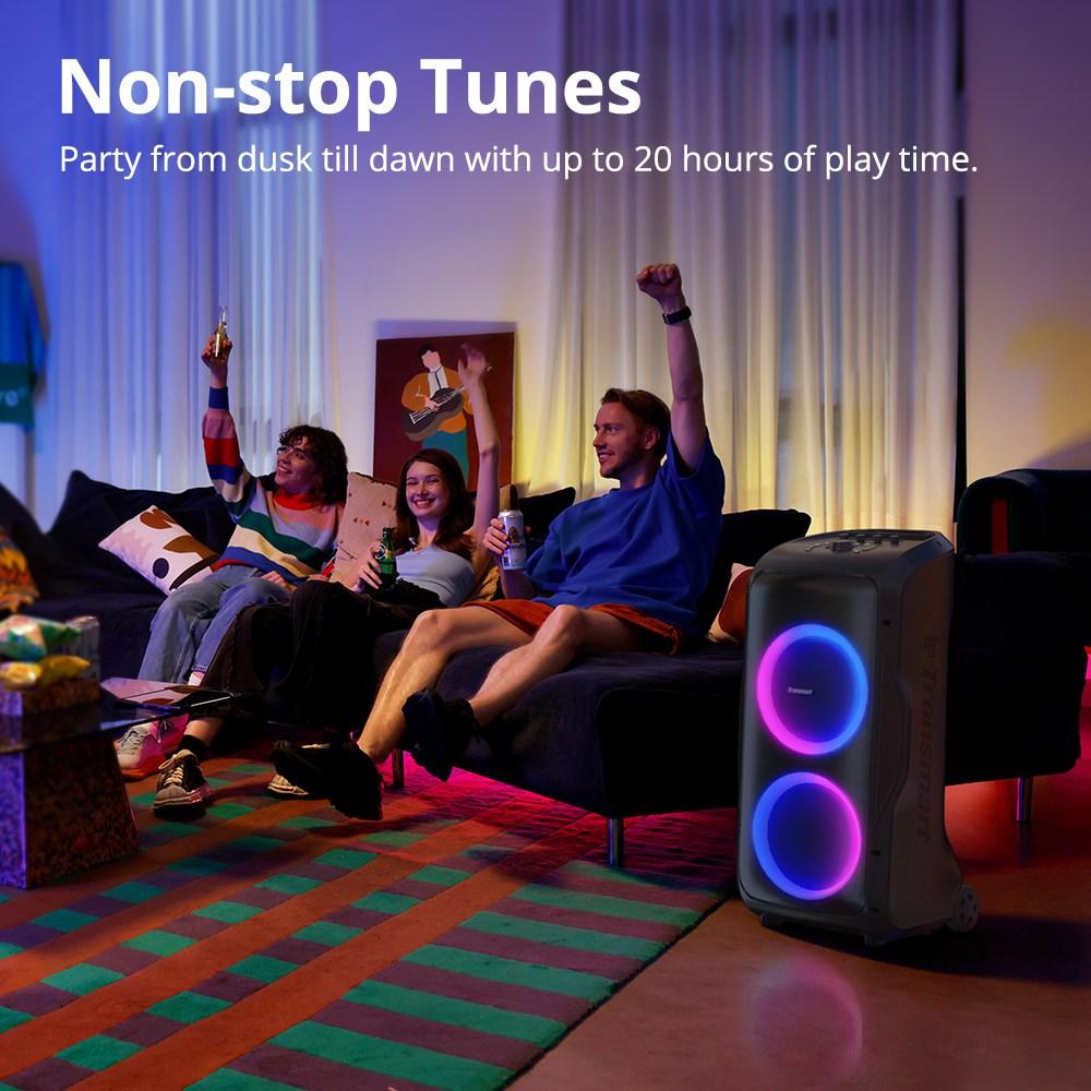 Tronsmart Halo 300 Portable Party Speaker 240W Power 20H Playtime Mic Guitar Input IPX4 Splashproof Custom Lights